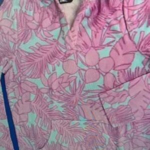 Pink and Blue Floral Scrub Top